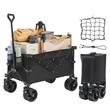 Carucior pliabil pentru gradina, camping, 150 l, 890x540x1080 mm, Capacitate 100 kg, Otel/Nylon, 4 x roti late de 5 inch