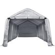 Cort depozitare pentru gradina, 304.8 x 457.2 x 243.8 cm, Gri, Cadru Otel galvanizat, 1 x fereastra