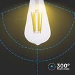 Bec led, forma ST64, E27, putere 4W, filament, 3000K, Edison