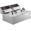 Friteuza dubla electrica Vevor Inox, 2 x 2500 W, capacitate ulei 2 x 6 l, dimensiune 560 x 430 x 310 mm