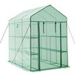 Sera walk-in, 2 x niveluri, 14 x rafturi, usa cu fermoar, cadru otel, 137 x 206 x 196 cm