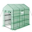Sera walk-in, 2 x niveluri, 14 x rafturi, usa cu fermoar, cadru otel, 137 x 206 x 196 cm