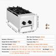 Aragaz profesional cu gaz, 2 Arzatoare, Inox si Fonta, 14 kW, dimensiune 305 x 770 x 335 mm