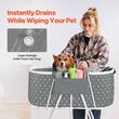Cadita pliabila pentru animale de companie, 850 x 470 mm, Buzunar accesorii, Furtun scurgere, Otel/PVC, Gri