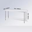 Masa de lucru Inox, pentru preparare alimente, 610x1829x864 mm, 1 x rafturi