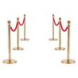 Set 6 stalpi delimitare, 4 x Franghie rosie 1.5 m, Inox, Auriu/Rosu, Inaltime 95 cm, Covor rosu