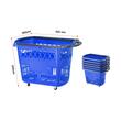 Set 6 cosuri de cumparaturi, capacitate 39 l, Albastru, 4 roti pivotante, 540 x 530 x 365 mm