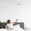 Ventilator de plafon cu lampa si palete lemn, 30 W, Telecomanda, 6 x viteze, palate lemn, alb