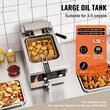 Friteuza profesionala Inox, 3000 W, Capacitate 5.9 l, dimensiune 535x295x330 mm, 80°C - 200°C