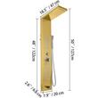 Panou dus hidromasaj, Vevor Inox Auriu, 5 functii, Led, 122x6.6x20cm