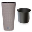 Ghiveci inalt Strend Pro Mocca DRTUS, 15.5L, culoare crem, imitatie rattan