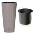 Ghiveci inalt Strend Pro Mocca DRTUS, 64L, culoare crem, imitatie rattan