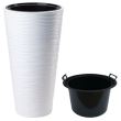 Ghiveci decorativ de flori, Curver Sand rotund, alb, 39x75 cm