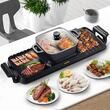 Grill electric 2 in 1 cu oala, Vevor 2400 W BBQ Teppanyaki cu control dublu al temperaturii, 73.5 x 26.5 x 19 cm