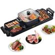 Grill electric 2 in 1 cu oala, Vevor 2400 W BBQ Teppanyaki cu control dublu al temperaturii, 73.5 x 26.5 x 19 cm