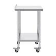 Masa de lucru Inox, pentru preparare alimente, 610x610x1006 mm, 1 x rafturi, 4 x roti