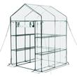 Sera walk-in, 2 x niveluri, 10 x rafturi, capac PVC, usa cu fermoar, cadru otel, 137 x 137 x 196 cm