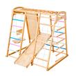 Spatiu de joaca Montessori 9in1 pentru copii, Lemn, Leagan, Topogan, franghie, max 113 kg, anti-rasturnare