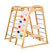 Spatiu de joaca Montessori 9in1 pentru copii, Lemn, Leagan, Topogan, franghie, max 113 kg, anti-rasturnare