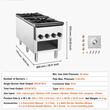 Aragaz profesional, 2 Arzatoare, Inox si Fonta, 52 kW, dimensiune 460 x 1170 x 610 mm