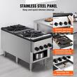 Aragaz profesional, 2 Arzatoare, Inox si Fonta, 52 kW, dimensiune 460 x 1170 x 610 mm