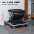 Pat/Scaun pliabil pentru atelier, 2 in 1, max 136 kg, 6 x roti, 91.5 × 41.5 × 12.8 cm, Negru