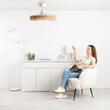 Ventilator de plafon cu lampa, 30 W, Telecomanda, 6 x viteze, palate retractabile, Maro, Diametru 107 cm