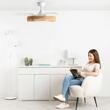 Ventilator de plafon cu lampa, 30 W, Telecomanda, 6 x viteze, palate retractabile, Maro, Diametru 107 cm
