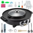 Grill electric 2 in 1 cu oala, Vevor 2200 W BBQ Teppanyaki cu control dublu al temperaturii, 51.5 x 21 x 46 cm 