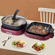 Grill electric 2 in 1 cu oala, Teppanyaki 2100 W BBQ cu control dublu al temperaturii, 70 x 29 x 25.5 cm