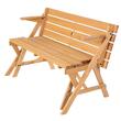 Masa picnic 2 in 1, transformabila in banca, Lemn brad, 1410 x 470 x 170 mm