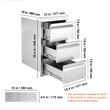 Sertare pentru bucatarie in aer liber, Otel inoxidabil, 377x646x480 mm, 3 niveluri, Incastrabile
