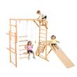 Spatiu de joaca Montessori 8in1 pentru copii, Lemn, Leagan, Topogan, franghie, max 100 kg, anti-rasturnare