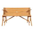Masa picnic 2 in 1, transformabila in banca, Lemn brad, 1410 x 470 x 170 mm