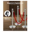 Set 8 stalpi delimitare, 4 x Franghie rosie 1.5 m, Inox, Argintiu, Inaltime 90 cm