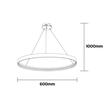 Lampa suspendata LED 53W 3CCT 3710 lm, rotunda, alba, dimabila, telecomanda