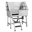 Cada pentru animale de companie All-in-One, Inox, Accesorii complete dus, baterie, Scara 3 trepte, max 100 kg, 966x1220x622 mm, deschidere usa pe stanga