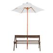 Masa picnic cu 2 banci si umbrela, Exterior, Lemn brad, Maro, 890 x 800 x 510 mm, pentru copii
