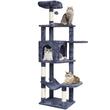 Ansamblu de joaca pentru pisici, 65×45×154 cm, Plus, Gri Inchis, Compartimente Relaxare, 7 etaje, stalp pentru zgariat