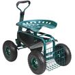 Scaun pentru gradina, Cos pentru Ustensile, Capacitate 136 Kg, 4 x roti gonflabile, Husa pentru sa, Verde