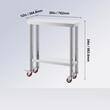Masa de lucru Inox, pentru preparare alimente, 762x305x864 mm, 1 x rafturi, 4 x roti