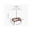 Masa picnic cu 2 banci si umbrela, Exterior, Lemn brad, Maro, 890 x 800 x 510 mm, pentru copii