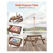 Masa picnic cu 2 banci si umbrela, Exterior, Lemn brad, Maro, 890 x 800 x 510 mm, pentru copii