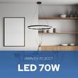 Lustra led 70 W, 3CCT, dimabil, Telecomanda, 4900 lm, Negru, 80x100 cm