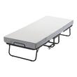 Pat pliabil pentru oaspeti, 1 persoana, saltea inclusa grosime 10 cm, 4 x roti, Cadru Otel, max 136 kg, 790 x 1900 x 396 mm 