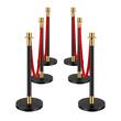 Set 6 stalpi delimitare, 4 x Franghie rosie 1.5 m, Inox, Negru/Auriu/Rosu, Inaltime 88 cm