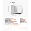 Uscator de maini cu filtru HEPA, Argintiu, 19000 rpm, putere 1300 W, Senzor infrarosu, IPX24, oprire automata