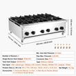 Aragaz profesional, 6 Arzatoare, Inox si Fonta, 42 kW BTU, dimensiune 915 x 775 x 335 mm