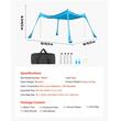 Pavilion de plaja, portabil, 300x300 cm, Albastru, Densitate 180 g/m², protectie UPF 50+, Cadru aluminiu, Inaltime 200 cm