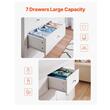 Comoda cu 7 sertare glisante, Pal/MDF, Dispozitiv anti-rasturnare, 40 x 120 x 81.3 cm, Alb